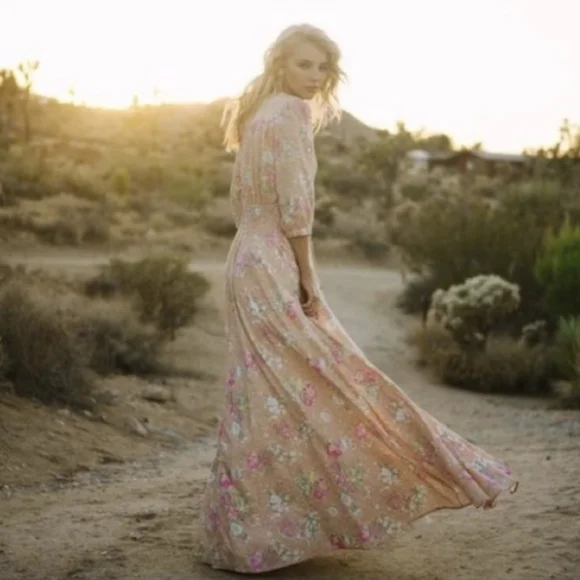 Spell Sundancer Gown Blush S Vintage Peach Maxi Dress - Picture 3 of 16